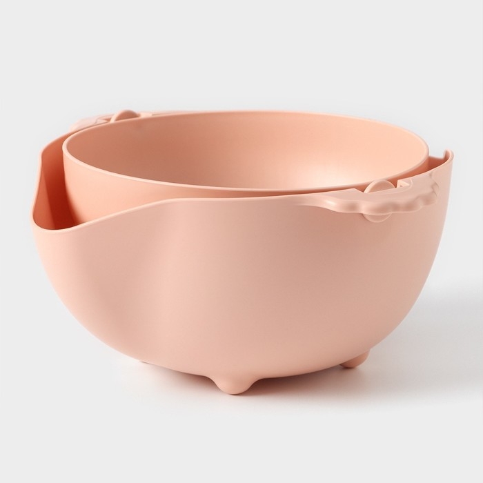 Дуршлаг кухонный с поддоном, 25&times;11,5 см, цвет МИКС