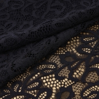 Кружевная эластичная ткань, 215 мм &times; 2,7 &plusmn; 0,5 м, цвет чёрный