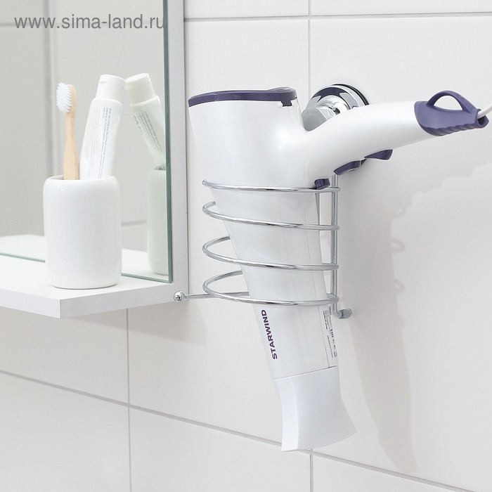 Держатель для фена на вакуумной присоске Accoona, 13&times;9,5&times;17 см, цвет хром