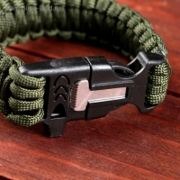 Браслет для выживания 3в1 (паракорд 2 м, свисток, огниво), тёмно-зелёный, 25.5 &times; 2.5 см, 3 м
