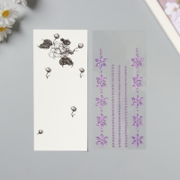 Наклейка пластик стразы тату на тело "Цветочная аппликация" фиолетовая набор 2 листа 18х8 см   10536