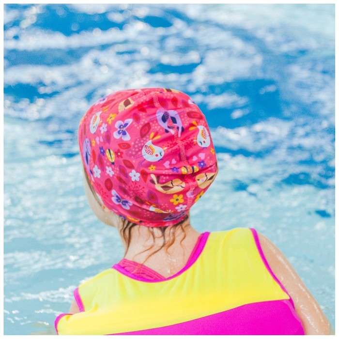 Шапочка для плавания детская ONLYTOP &laquo;Птички&raquo;, тканевая, обхват 46-52 см