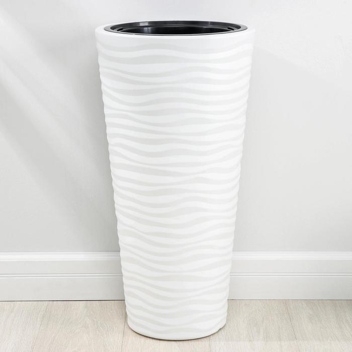 Кашпо для цветов со вставкой &laquo;Оазис&raquo;, 43 л (10 л), цвет белый