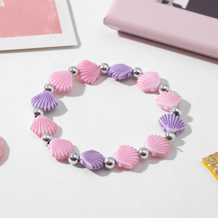 Браслет детский &laquo;Выбражулька&raquo; ракушка, цвет розово-фиолетовый