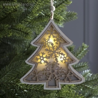 Ёлочная игрушка &laquo;Ёлочка в снежинках&raquo;, от батареек, свечение тёплое белое