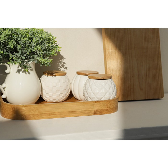 Поднос с ручками Доляна Striata, 33&times;22&times;4,8 см, бамбук