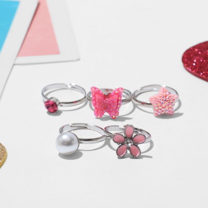 Набор детских колец &laquo;Выбражулька&raquo; красота, форма МИКС, цвет розовый