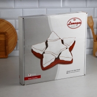 Менажница &laquo;Звезды&raquo;, 5 шт: 200 мл, 1 шт: 500 мл, деревянное основание, фарфор, Иран