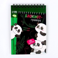 Гравюра блокнот детский &laquo;Пандамания&raquo;, 10 листов, штихель
