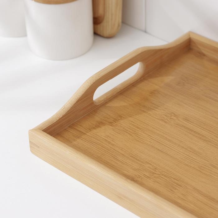 Поднос с ручками Доляна Striata, 37,5&times;26&times;5 см, бамбук