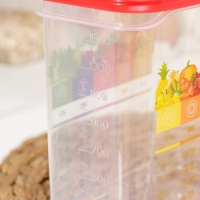 Контейнер для сыпучих продуктов Vitaline, 1,5 л, пластик, прозрачный, крышка красная