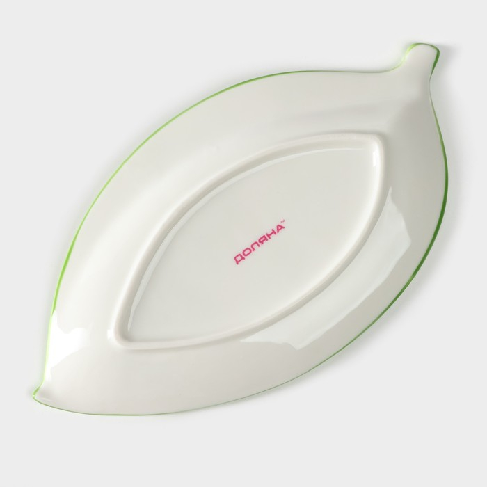 Блюдо фарфоровое Доляна &laquo;Зелёный сад&raquo;, 22,5&times;12&times;1,7 см, цвет белый