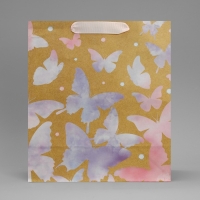 Пакет подарочный крафтовый вертикальный, упаковка, &laquo;Акварельный&raquo;, ML 23 х 27 х 11,5 см