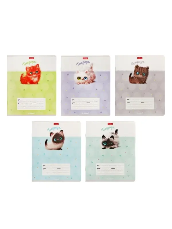 Тетрадь 12л кл "Кошарики",  на скобе, обл мел карт, скругл углы