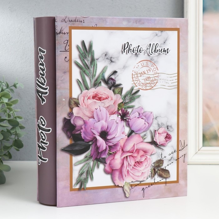 Фотоальбом на 200 фото 10х15 см "Букет цветов" МИКС 26х20,5х5,7 см