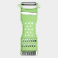 Овощечистка с тёркой и шинковкой Доляна, 17 см, зелёная