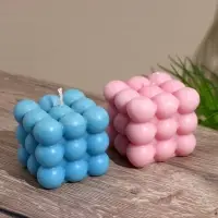 Свеча "Шарики 3 слоя" 6х6х6 см, соевый воск МИКС