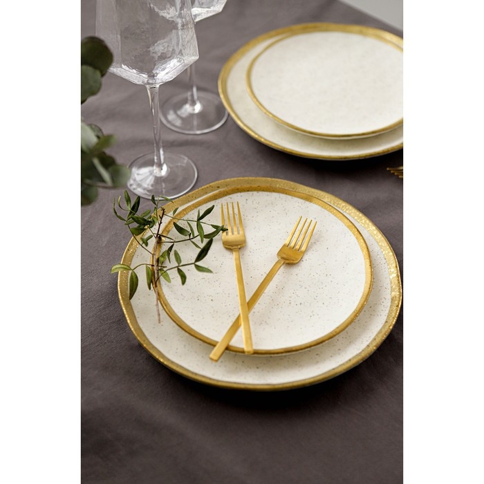 Тарелка фарфоровая десертная Magistro Poursephona, d=21 см, цвет бежевый