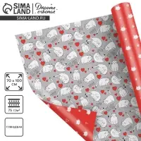 Бумага упаковочная глянцевая двухсторонняя &laquo;Коты&raquo;, 70 х 100 см