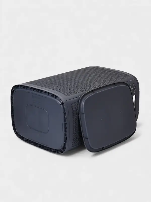 Плетёная корзина для белья с крышкой "Лён" 75л 43&times;32&times;60см, цвет графит