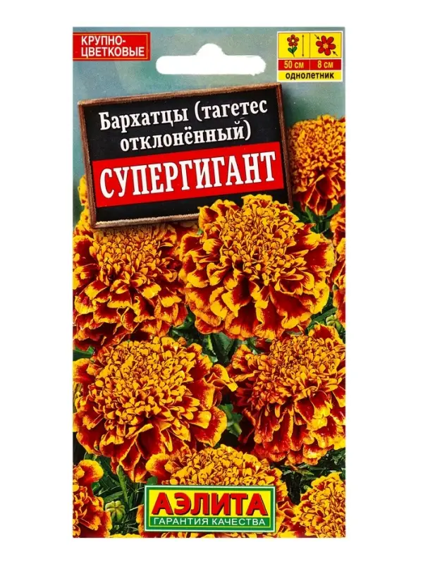 Семена цветов Бархатцы Супергигант отклоненные , Ц/П,0,3 г