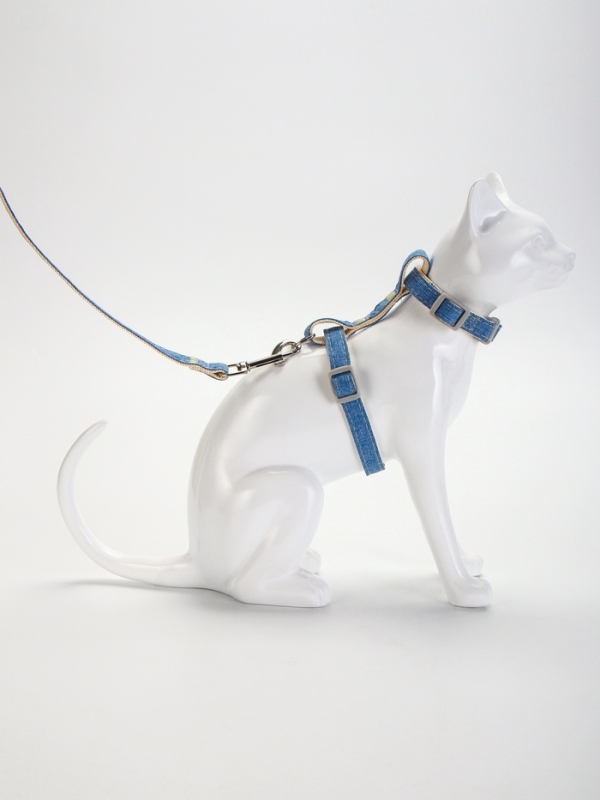 Комплект амуниции "Жаккард", поводок 120 х 1,5 см, синий