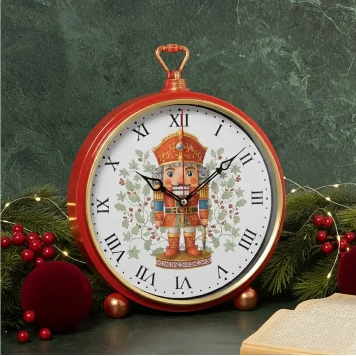 Часы настольные/настенные "Щелкунчик", интерьерные, плавный ход, 26х32 см, красно-золотистый 1097209