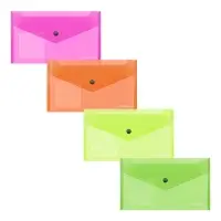 Папка-конверт на кнопке С6, 180 мкм, ErichKrause Glossy Neon, полупрозрачная, микс