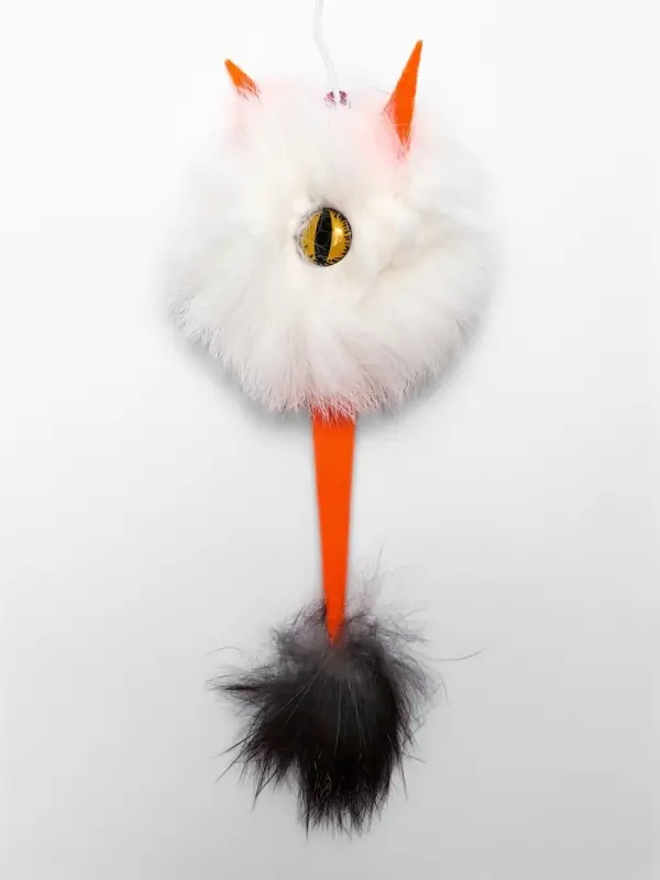 Дразнилка-удочка  из меха кролика "Монстрик" на деревянной палочке