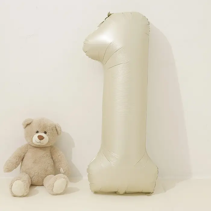 Шар фольгированный 40" Цифра 1, цвет взбитые сливки