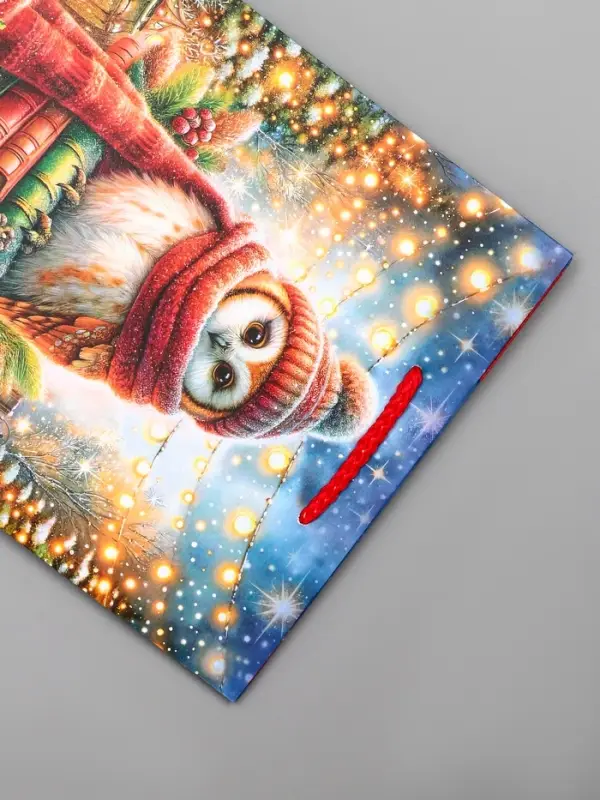 Пакет подарочный новогодний ламинированный, &laquo;Сова&raquo; , 18&times;10&times;22.3 см