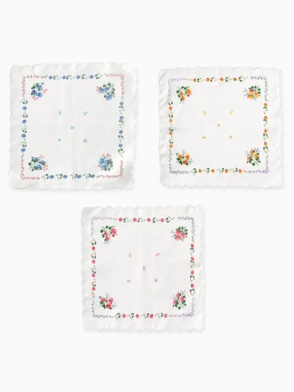 Платки носовые женские Экономь и Я "Полянка" 30*30 см, (набор 12 шт), рис. МИКС,100% пэ