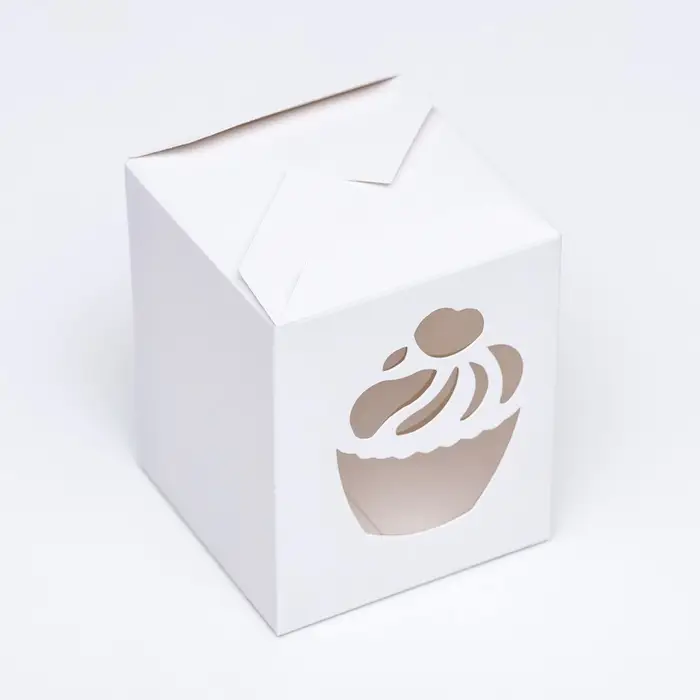 Коробка под пирожное, белая, 9&times;9&times;11 см