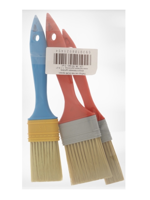 Набор кистей ЛОМ промо, искусственная щетина, пластик. рук, 1-1.5-2" (25, 38, 50 мм), 3 шт.