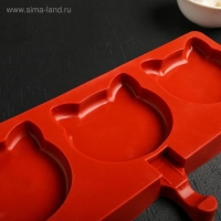 Форма для мороженого &laquo;Коты&raquo;, силикон, 38&times;14,5&times;2,5 см, 4 ячейки, цвет белый