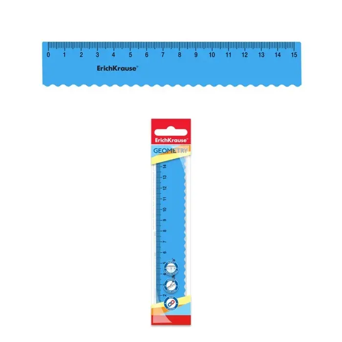 Линейка гибкая 15см ErichKrause "Bubble Gum", с волнистым краем, пластиковая, голубая, в флоупаке