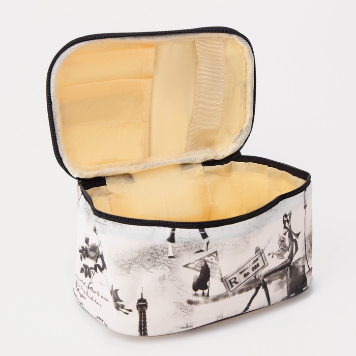 Косметичка на молнии, с ручкой, цвет серый