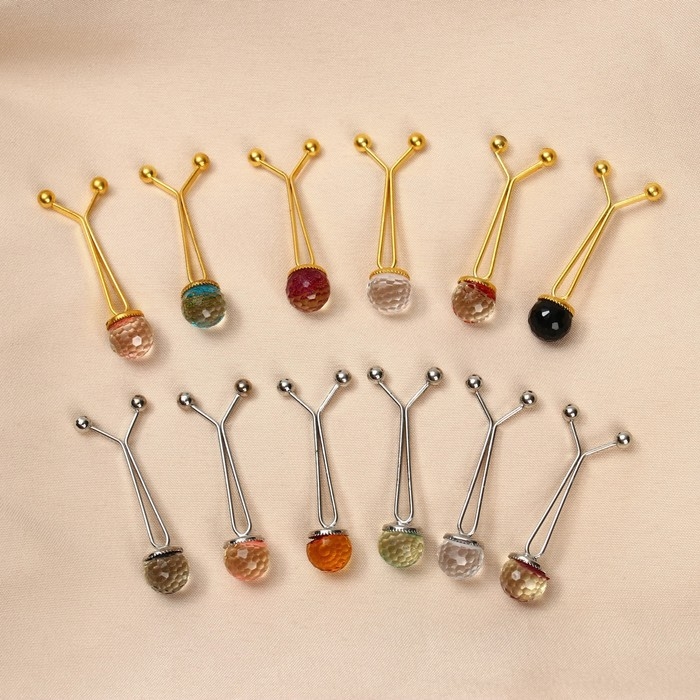 Зажим для платка &laquo;Хрусталь&raquo; шарик, цвет МИКС (неделимая фасовка 12 шт., цена за шт.)