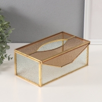 Шкатулка для украшений &laquo;Салфетница&raquo;, стекло с металлическим каркасом, прозрачная рябь, 12.7&times;22.5&times;9 см