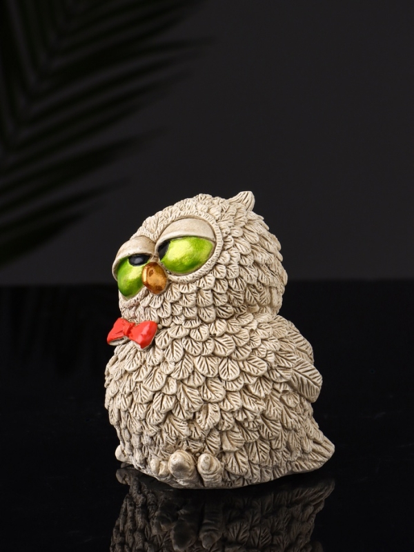 Набор фигур "4 совы на подносе" размер 20х10х10 см, бежевый