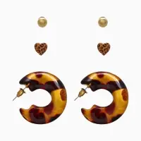 Набор серьги "Леопард" сердце, цветной в золоте