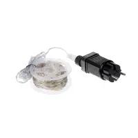 Гирлянда &laquo;Нить&raquo; 50 м роса, IP44, серебристая нить. 500 LED, пульт, 36 В, свечение тёплое белое