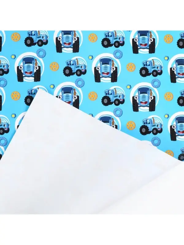 Упаковочная бумага, 70х100 см, Синий трактор