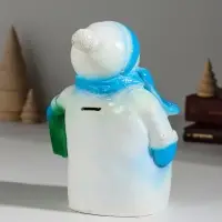 Фигура "Снеговик с подарком" 19 см, голубой
