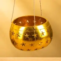 Подсвечник подвесной из кокоса, 14&times;14&times;10 см, золото