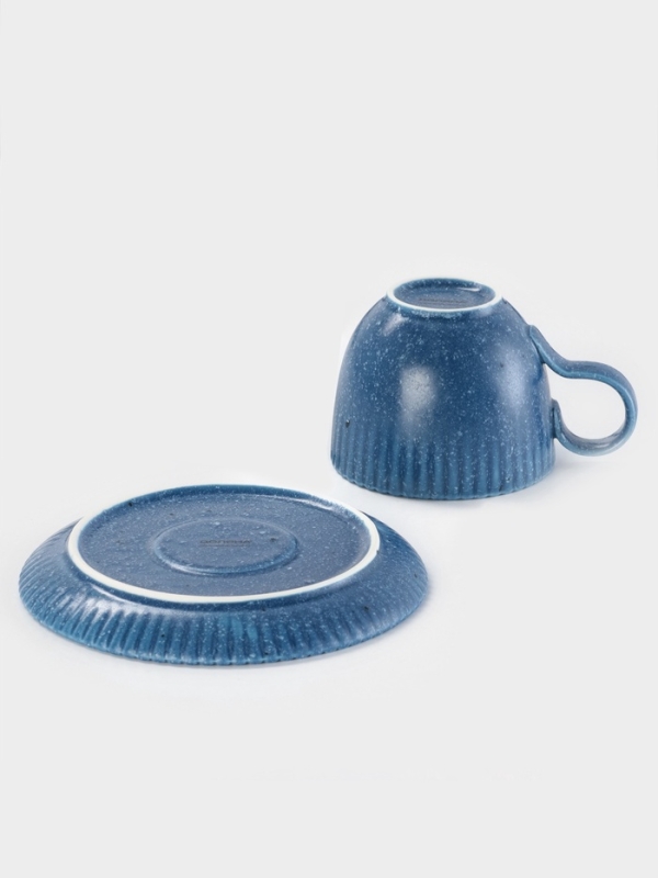 Чайная пара Доляна &laquo;Коралл&raquo;, кружка 275 мл, блюдце 15.9&times;15.9 см, керамика, синяя