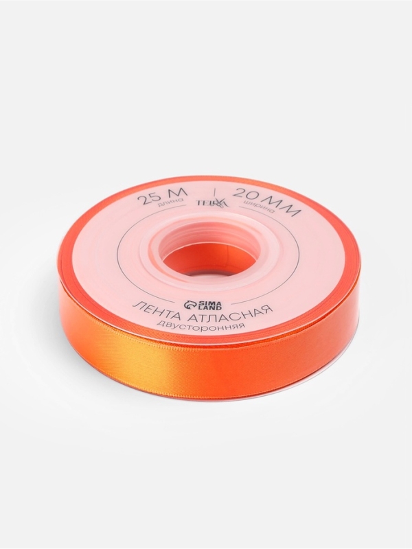 Лента атласная двухсторонняя №751 20мм*25&plusmn;1м ярко-оранжевый TR
