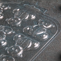 Форма для шоколада и конфет &laquo;Игрушечные медведи&raquo;, пластик, прозрачная