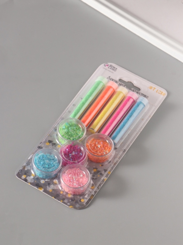 Глиттер "Пудра и звёзды" неон набор 5х6 гр и 5х5 гр 21,4х9,3 см