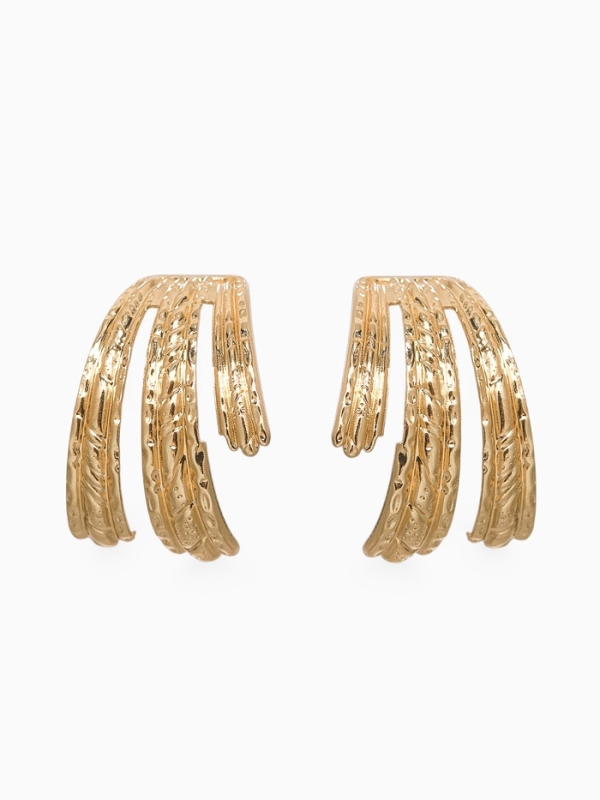 Серьги металл &laquo;Трио&raquo; объёмные, цвет золото